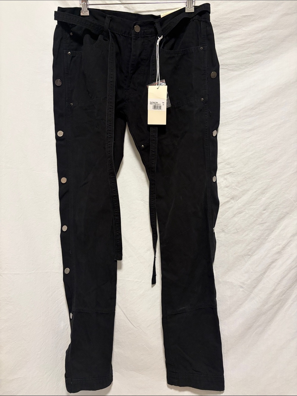 NWT - MNML Black Snap-Detail western Pants size 31 waist